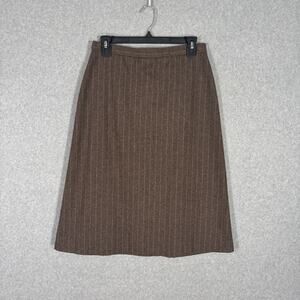 Vintage Skirt Small Knee Tweed Pinstripe Wool Secretary 50s 60s 70s Academia